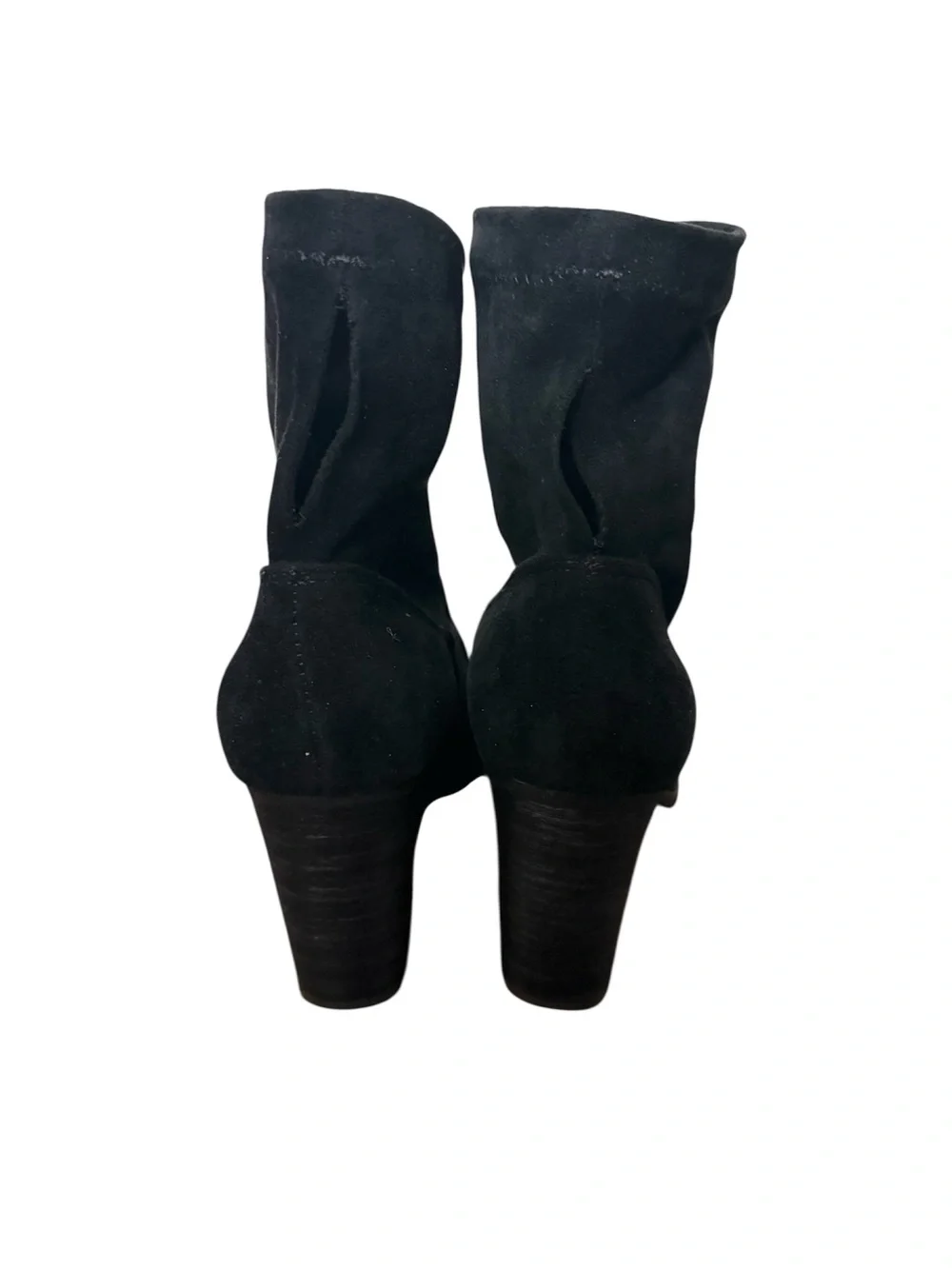DOLCE VITA Shanda Stretch Shaft Black Suede Block Heel Ankle Boots